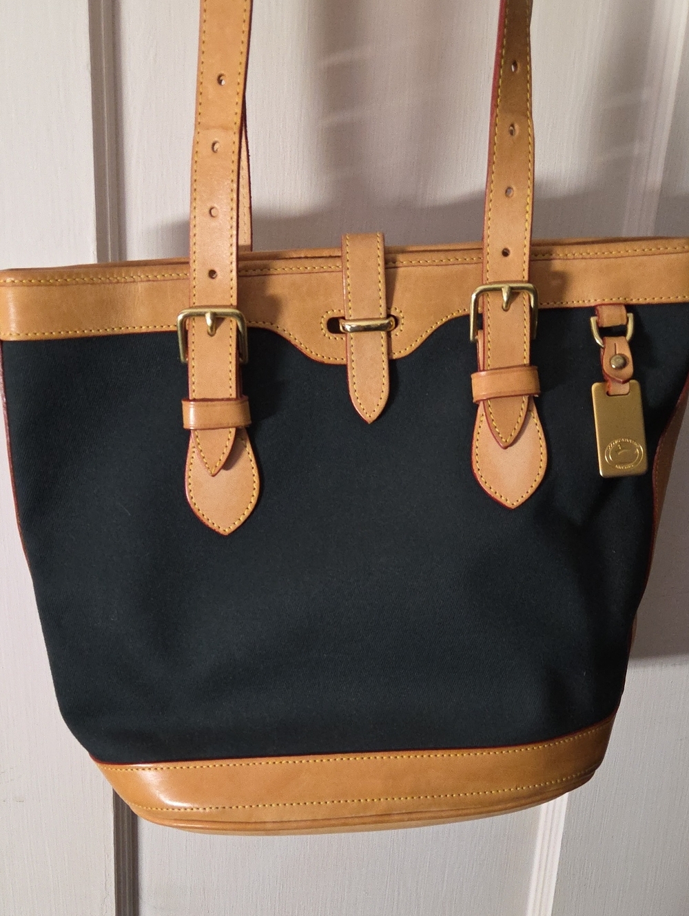 Hunter Green & Tan Leather-Trim Tote Bag